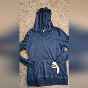 Nwt Silverwear Lightweight Washed Blue Hoodie Top Womens Size Large NEW